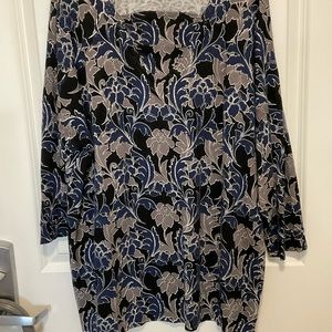 2X ramie/cotton sweater, navy, black, dark taupe pattern